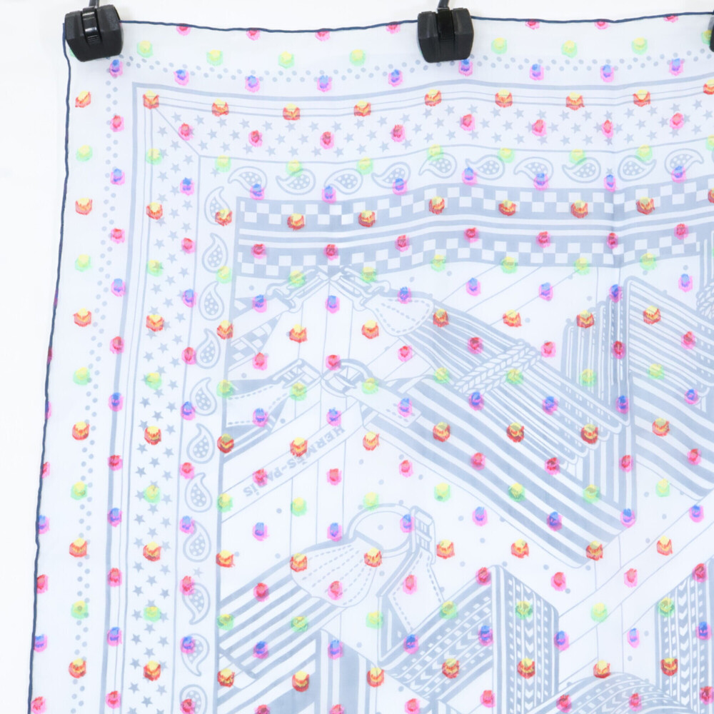 HERMES Blue Silk Scarf - Picture 2 of 7
